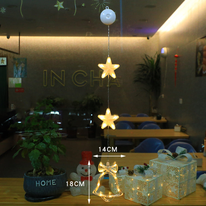 Christmas 3pcs LED Light Star Xmas Tree Hanging Sucker Lamp Window Ornaments.